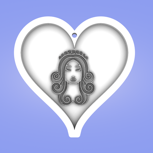 Key pendant, heart, Virgo 3D model
