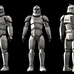 clone08.jpg Fichier STL Guerres d'étoiles de polygone faible Clone trooper modèle・Modèle imprimable en 3D à télécharger