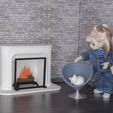 DSC_3598.jpg Miniature Fireplace in 1/12 scale - modern dollhouse furniture. Fireplace for BJD dolls.