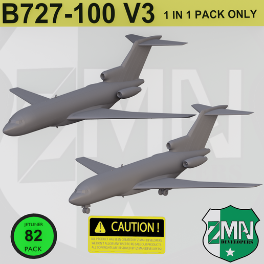 🛩️ B727-100 V3・ STL File for ・Cults