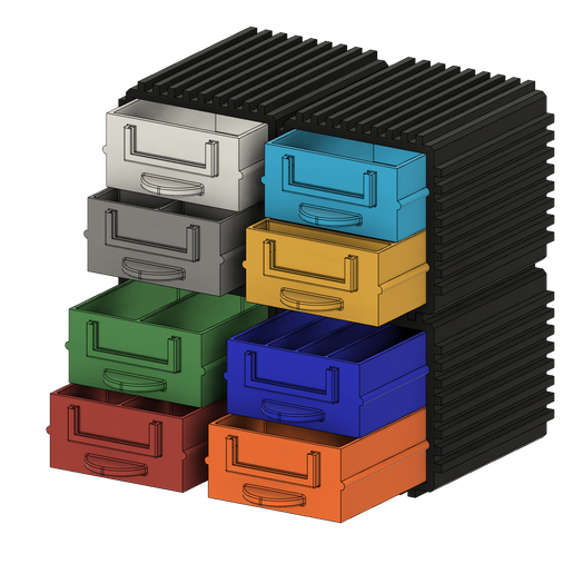 Organizer-Block-Adjustable-v1.png STL file modular organizer with container・3D print design to download, Upcrid