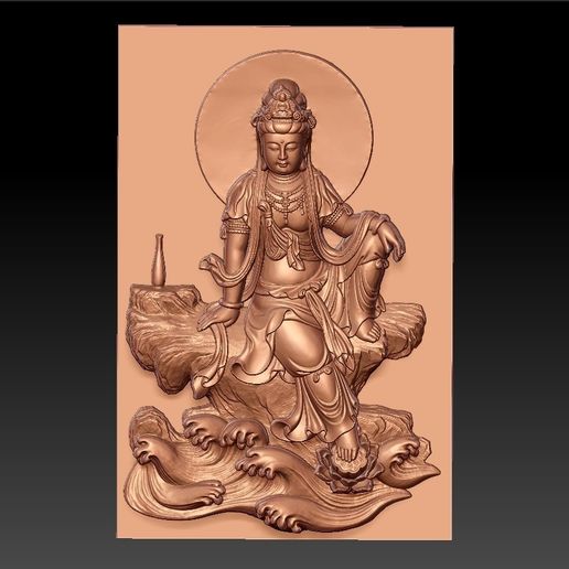 guanyin on rocks 3D model