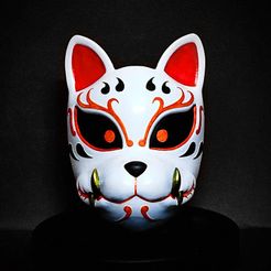 ad3206f2baf572ab2be4.jpg STL file Demon Kitsune Mask - Japanese Mask - High Quality Details・3D printable model to download