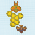 Frantic-Gogo-Trug.png Bee cutters, bees and honeycomb pattern Cookie cutter, Polymer Clay Cutter, earrings, SET 3 pcs