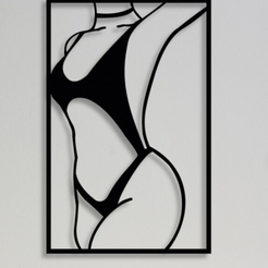 aasssure.png STL file LINE ART WOMAN PAINTING 4, Sexy wall art girl・Design to download and 3D print