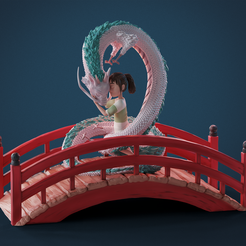 1.png STL-Datei Haku and chihiro diorama.・3D-druckbares Design zum Herunterladen, Hirama