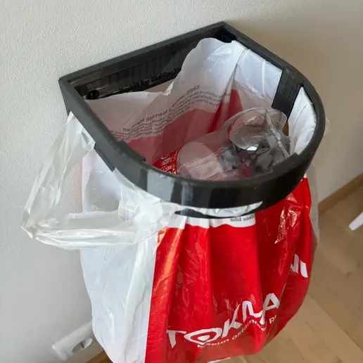 Heavy Duty Wall Mounted Trash Bag Holder - Garage & Workshop Organizer - 180mm Bin Bag Rim - 3D Print STL