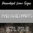 Stl-file-6.png Mr and Mrs Disney Font Sign Standing / Personalized topper / Cake topper / Name sign / Wedding