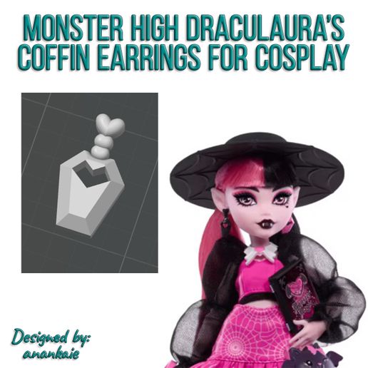 Draculaura's Coffin Earrings for cosplay (STL)