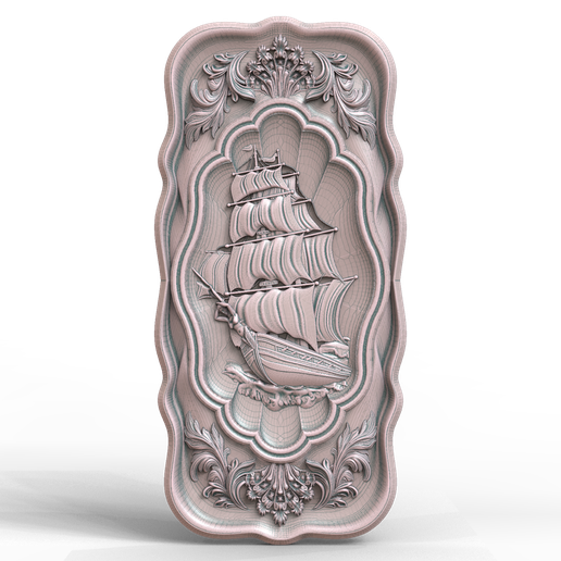 3D Model STL File for CNC Router Laser & 3D Printer Backgammon Sail ship with decor 4