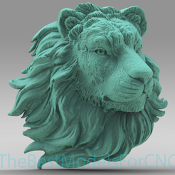 Lion-Head-Looking-Left.png 3D Model STL File for CNC Router Laser & 3D Printer Lion Head Looking Left