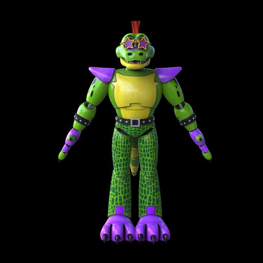 FNF-FREDDY-4.2549.jpg FNAF Glamrock Gator Security Breach Disfraz de cuerpo entero con cabeza para impresión 3D
