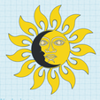 sun-moon-face-1.png Sun Moon face, 2 STL files, wall art decoration, artwork craft template design