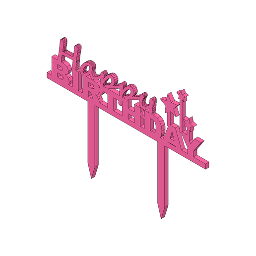 Birthday Script Block Cake Topper