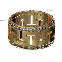 Diamond-Dome-Maze-greek-key-chunky-band-size9-00.jpg Fichier STL Diamant côtés arrondis Versace Chunky greek key band Us size 9 Modèle d'impression 3D・Modèle à imprimer en 3D à télécharger