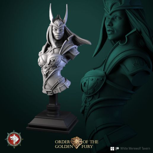 Narcissa_bust_V1.jpg 'Order of the Golden Fury' January 2023 Release 25 STL's miniatures pre-supported