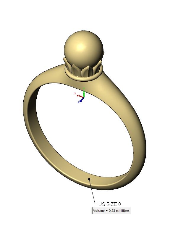US SIZE 8 |Votume = 0.28 milters STL file Lotus bead and leaves fashion ring US sizes 6 7 8 3D print model・Template to download and 3D print, RachidSW
