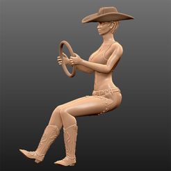 Cowgirl_Driving.jpg Бесплатный STL файл Cowgirl - Driving Pose・Дизайн 3D-печати для загрузки, Double_Alfa_3D