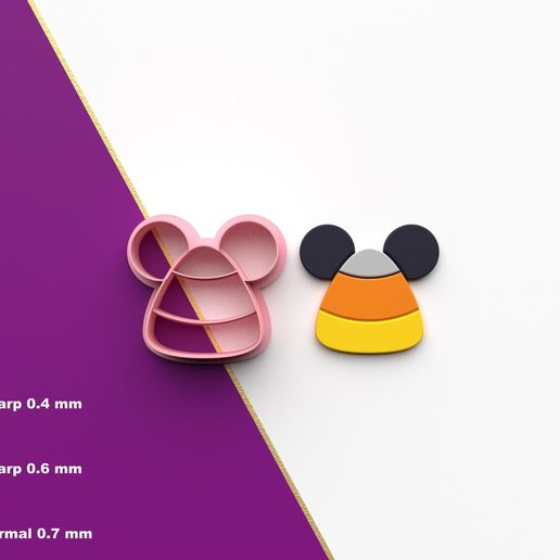 Polymer Clay Cutter Mouse Candy *6 Size *3 Cut Version | Halloween Cutter | STL file for 3D printing