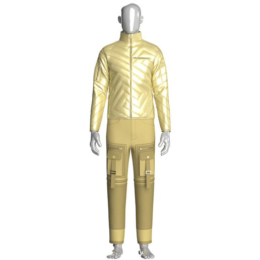 Men Stand Collar Puffer Jacket With Pant-Outfit  | Marvelous / Clo3d / obj / fbx