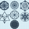 sacred-geometry-all.png Sacred geometry, Flower of Life, Seed of Life, Metatron's Cube, Merkaba, platonic solids PACK of 7 models