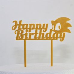 Sonic-happy-birthday-cake-topper-pic-1.jpg Fichier STL Sonic Happy Birthday Cake Topper・Plan pour impression 3D à télécharger