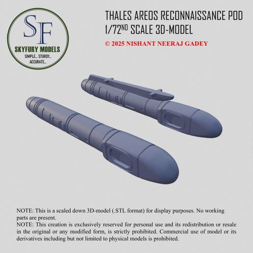 1/72 SCALE THALES AREOS POD 3D-MODELKIT 3D model