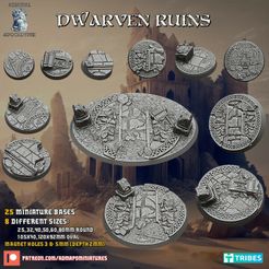 720X720-diapositiva1.jpg STL file Dwarven Ruins Bases (Pre-supported)・3D printable model to download