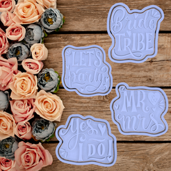 Wedding.png STL file Wedding Cookie Cutters Set 4 pcs.・3D printing design to download