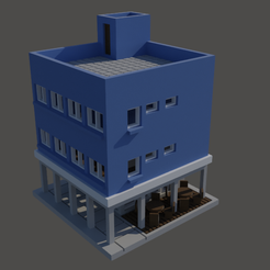 edificio-cafeteria-01.png Fichier STL Bâtiment avec cafétéria・Design imprimable en 3D à télécharger, gaudikudo