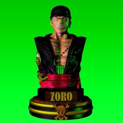 ZORO-RENDER1.jpg Fichier STL BUSTE ZORO RORONOA ONE PIECE HUNTER ANIME・Idée pour impression 3D à télécharger