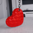 Tufted-Heart-Keychain4.png Porte-clés coeur touffu - breloque décorative imprimable en 3D (modèle réduit)