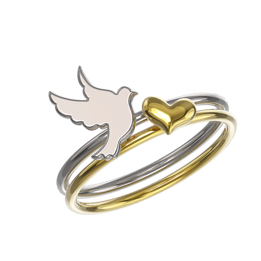 Dove and heart ring - 3D model önizlemesi