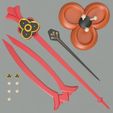 01.jpg Genshin Impact Chiori Hairpins, Earrings and Accessories. Video game, props, cosplay
