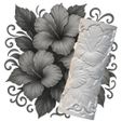 bthumbnale-debossed.jpg Hibiscus Scroll Bouquet Clay Roller – Debossed Texture STL for Pottery, Polymer Clay & Slab Work