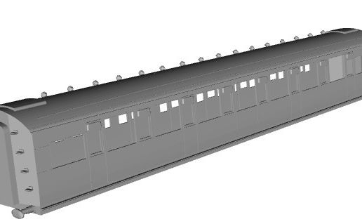 SR Maunsell corridor third coach D2003 High window 1/76 scale 3D model