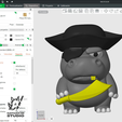 13.png Pirate Hippo 3D - 3D Printable Model (Includes 3MF file for Bambulab)