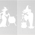 Collage-2022-08-30-11_46_55.jpg Witch with Cauldron Silhouette, Witch Stirring Cauldron, 2D Wall Art, Window Art, Projector, Stencil, Art