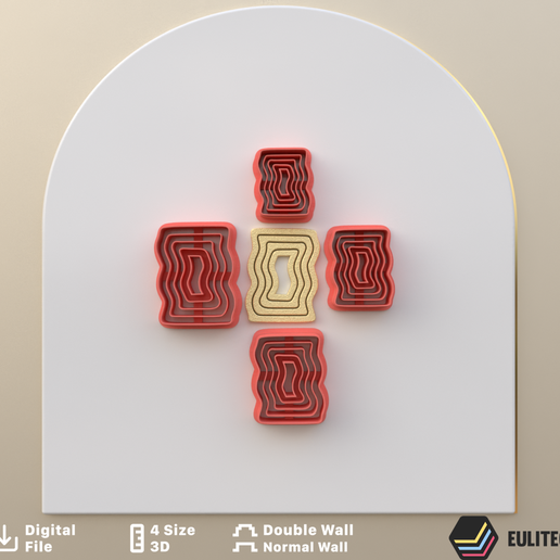 POLYMER CLAY CUTTERS misshapen rectangle 4 size 2 version cut/EULITEC.COM/CC/COPYRIGHTED LICENSE 3D model
