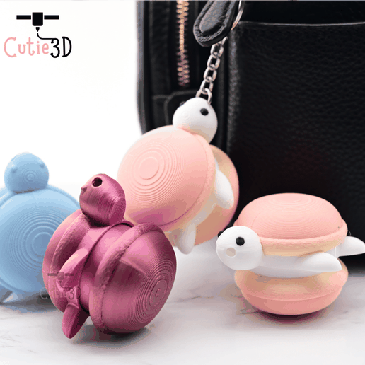🐢 Cutie3D Macaron Turtle Keycap Fidget Clicker Keychain - Cute Backpack ...