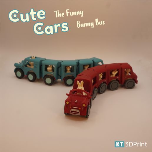 CuteCarsBunny_5.jpg Télécharger fichier STL Voitures mignonnes - Funny Bunny Bus • Modèle à imprimer en 3D, KT3Dprint