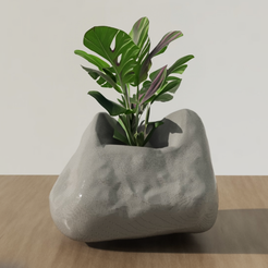 stone_pot_stl_3d_nexymake_free_real0.png Pot with a stone shape / Plant Pot / Flower Pot
