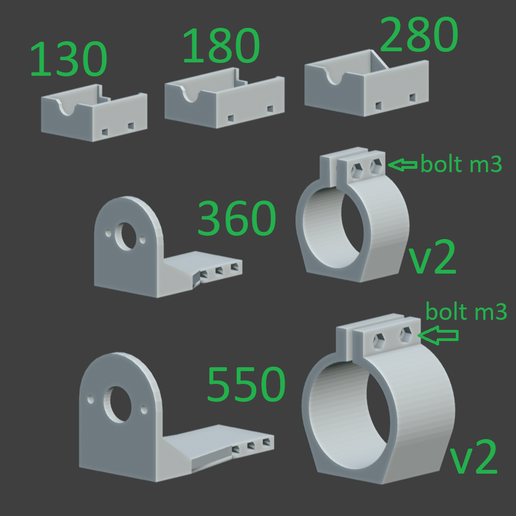 Motor mount, 130, 180, 280, 360, 550