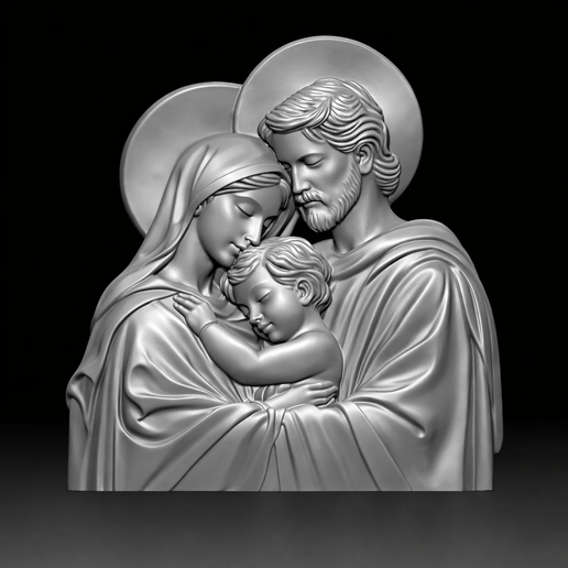 3D model of the Holy Family Joseph Mary and Jesus ready for 3d printing