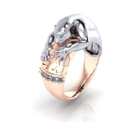 1.jpg STL-Datei Tiger-Diamant-Ring・Design für den 3D-Druck zum Herunterladen