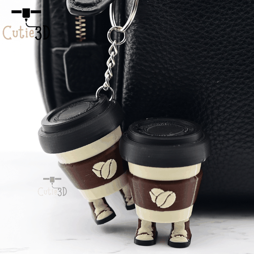 ☕ Cutie3D Coffee Cup With Legs Keycap Fidget Clicker Keychain - Cute ...
