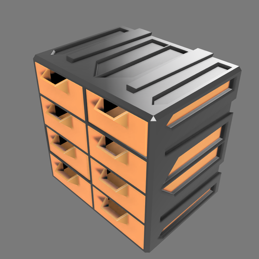Modular storage box 20 × 20 × 15 cm - 8 drawers - 3D model önizlemesi