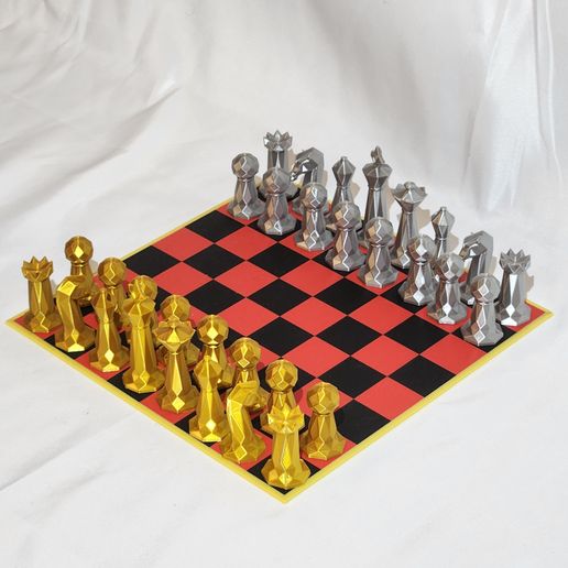 Full Chess Set - Geometric Low Poly 3D model