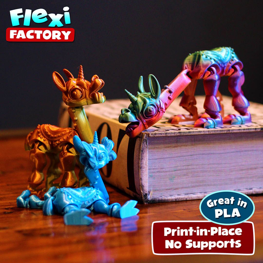 Flexi-llamacorn-llama-unicorn-08.jpg Archivo STL Flexi Print-in-Place llamacornio (llama unicornio)・Diseño para descargar y imprimir en 3D, FlexiFactory