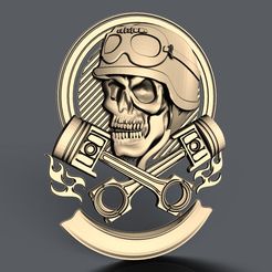 238.jpg Fichier STL gratuit crâne avec pistons moto biker cnc art・Plan pour impression 3D à télécharger